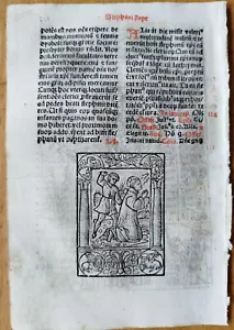Post Incunable Leaf Brevarium Pataviensis Small Woodcut (575) - 1508 - Bild 1 von 2