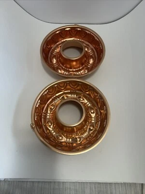 Vintage Set Of 2 Copper 3.5 Cup 8.5” Bundt/Jello Molds with Hanging Rings - Image 1 of 4