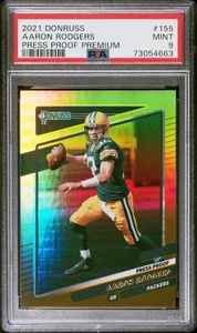 Aaron Rodgers PSA 9 2021 Panini Donruss Press Proof Premium Gold #155 *924 - Picture 1 of 2