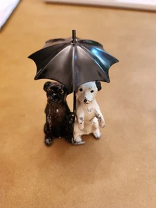 Alte deutsche Leine Heyde Hundepaar mit Schirm - Bild 1 von 8