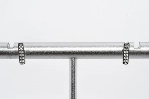 $395 .925 Sterling Silver .06CT Natural White Diamond Cluster Bar Earrings - Picture 1 of 8