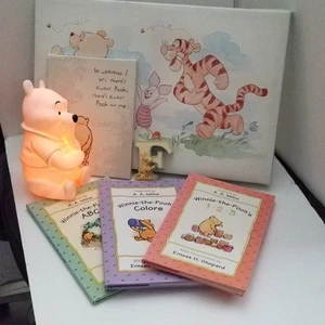 7 Item winnie the pooh room decor Books Night Light Framed Artwork Resin Letter - Picture 1 of 14