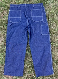 Vintage Sears Roebucks Jeans Mens 44x27 Blue Carpenter Hammer Loop Dark Denim - Picture 1 of 17