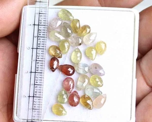 21.00 Ct 26 Pic Natural Gems Multi Sapphire Briolette Faceted Teardrop Beads - Picture 1 of 4