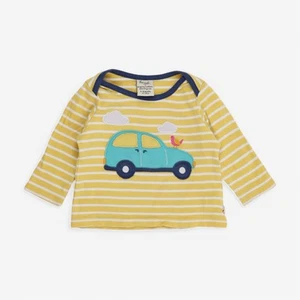 Frugi, Top Ls Yellow Striped Blue Car, 3-6 Months 8038FD4AB7FA/1 - Picture 1 of 5