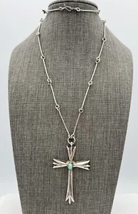 Collar colgante cruz nativa americana de plata de ley sin marca - Imagen 1 de 14