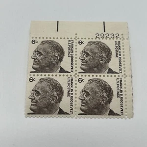 MNH 1965 US POSTAGE 6¢ FRANKLIN D. ROOSEVELT 4 STAMP PLATE BLOCK #29232 - Picture 1 of 4
