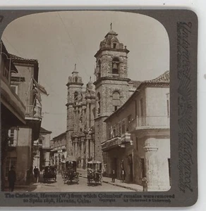 Cathedral Havana Columbus Remains to Spain Cuba Underwood Stereoview c1900 - Picture 1 of 4