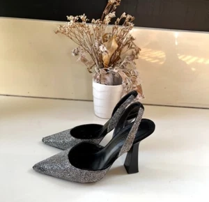 Steve Madden Women's Black Rhinestone Pointed-Toe Kitten Heel SZ 7 - Picture 1 of 5