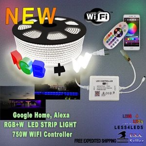 98' High Voltage 110V - 120V LED Strip Light RGB+W Real WIFI Google Alexa Nest - Picture 1 of 12