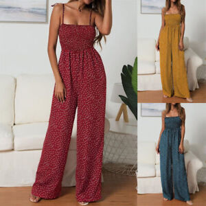Jumpsuit Spring and Summer Polka Dot  Strap Woman Fashion Wide-Leg