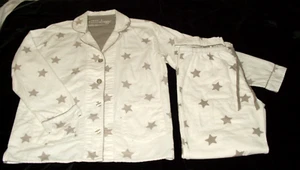 Pigiama PJ Salvage bianco grigio stelle flanella set 2 pezzi donna MEDIO - Foto 1 di 4