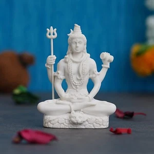 White Polyresin Lord Shiva Statue - Picture 1 of 5