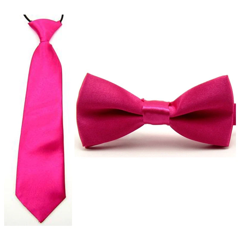 Juego de corbata elástica preatada con moño liso satinado liso para niños bebés Foto 1 de 1