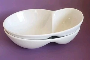 Denmark Tools For Cooks Set Of 2 Solid White Porcelain Chip And Dip Bowls 9.5" - Picture 1 of 4