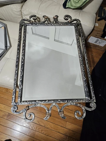 Antique Cast Iron Old World Mirror (Large) 36" L x 22.5" W Gorgeous & Very Rare! Cover