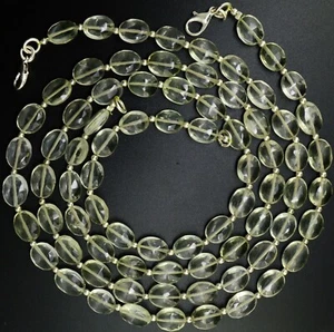 Natural Gem Prasiolite 9 to 10 mm Size Faceted Oval Nugget Beads Necklace 18.5" - Picture 1 of 6