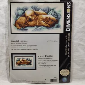 Dimensions Peaceful Puppies Dogs Animal Cross Stitch Kit 35215 9" x 16" Complete - Picture 1 of 24