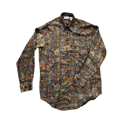 Vintage United Colors of Benetton 80's Abstract Floral Fall Sz S Oversized - Image 1 of 4