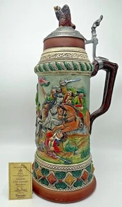 Cerveza de colección Thewalt Peter Dumler grande con tapa Stein Eagle General Tilly 1331 - Imagen 1 de 12