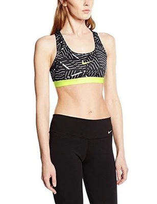 Nike Women's Pro Classic Bash Sports Bra Black Voltv XS, S, M  # 799048 100  - Image 1 of 2