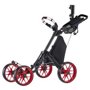 CaddyTek CaddyCruiser ONE Pro Folding 4 Wheel Golf Buggy / Push Cart - Red - Picture 1 of 8