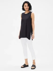 EILEEN FISHER White Washable Stretch Crepe Pull-On Slim Ankle Pants, Size PP - Picture 1 of 12