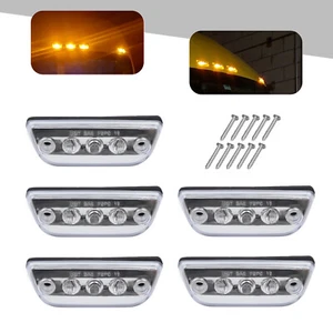 5PC Roof Clearance Marker Lights Amber For Kenworth T680 T770 T880 Peterbilt 569 - Picture 1 of 12