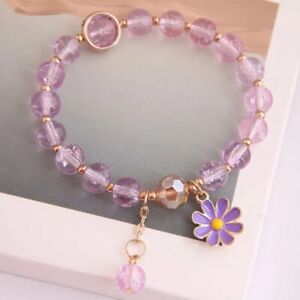 Fashion Amethyst Daisy Flower Bracelet Adjustable Bangle Women Wedding Jewelry