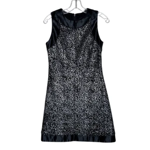 Jessica McClintock Black Sleeveless Mini Dress Size 4 Metallic Silver Shimmer - Picture 1 of 11