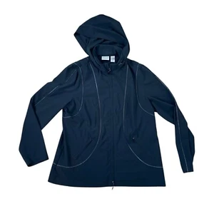 Zenergy By Chicos Womans Lightweight Jacket Size 2 (L) Stretch Hidden Hood - Picture 1 of 4
