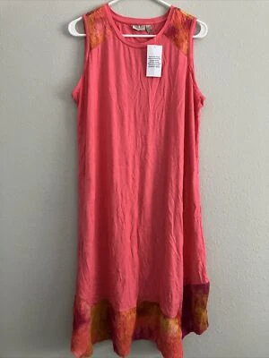 Vestido LOGO de Lori Goldstein Petite Rayon 230 Tie-Dye Dobladillo-Coral (talla PL) A598799  Foto 1 de 3