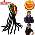 AS301 Rasta Hat Reggae Cap Jamaican Beanie Dreadlock Wig Bob Marley Weed Costume