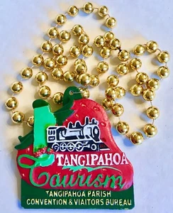 Mardi Gras Bead Necklace Large Emblem Tangipahoa Tourism Louisiana 20 Inches - Picture 1 of 5
