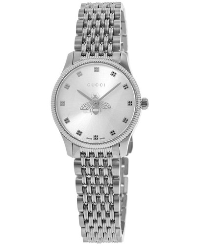 Nuovo Orologio da Donna Gucci G Senza Tempo Quadrante Argento Acciaio Inox YA1265019