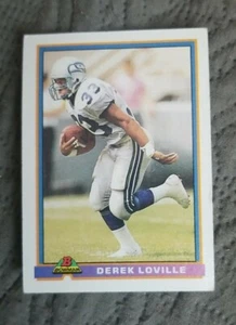 1991 tarjeta de fútbol americano Bowman #499 novato Derrick Loville - Seattle Seahawks - Imagen 1 de 2