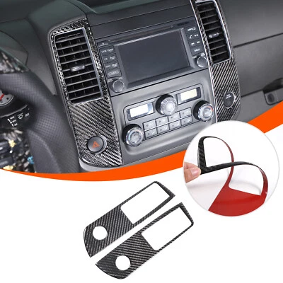 Panel de ajuste de ventilación de aire de consola central de fibra de carbono para Nissan Frontier 2009-2017 Foto 1 de 4