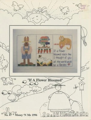 Mosey N Me If A Flower Bloomed Bunny Cat Bee Carrot Counted Cross Stitch Pattern - Image 1 of 2