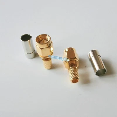 10X SMA male window crimp For RG58 RG142 LMR195 RG400 Cable Connector  - Image 1 of 4