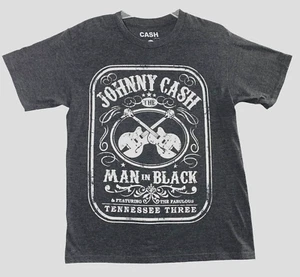 Johnny Cash T Shirt Mens Medium Gray Country Music Guitars Man in Black - Picture 1 of 7