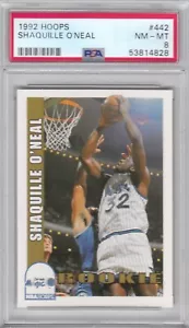 Tarjeta de novato 1992 Hoops Basketball Magic Shaquille O'Neal #442 PSA 8 casi nueva-como nueva (4828) - Imagen 1 de 2