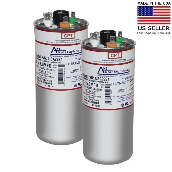 AmRad USA2221 Run Capacitor 70 5 UF MFD 370 / 440 Volt Made in USA