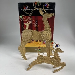 Holiday Gold Tone Metal Deer 16” 10”Christmas Standing Reindeer Deer Winter READ - Picture 1 of 12
