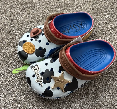 Crocs Kids Disney Toy Story Sheriff Woody Classic Clogs Size J4 NEW - Image 1 of 3