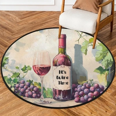 Tapete de área redondo de vidro vinho tinto, tapetes circulares grandes antiderrapantes tapete redondo sofá... - Imagem 1 de 4