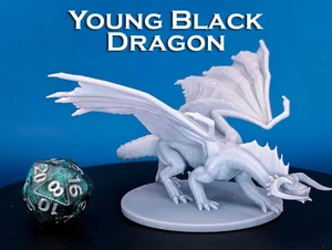 Black Young Dragon Miniature for D&D, Dungeons and Dragons, Pathfinder, DND - Picture 1 of 10