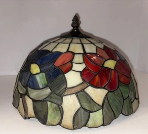 Vintage Tiffany Style Stained Glass Lamp Shade 12" Diameter - Picture 1 of 22