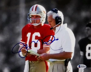 Joe Montana Signed San Francisco 49ers 8x10 Photo W/ Walsh- Beckett W Auth *Blue - Picture 1 of 5