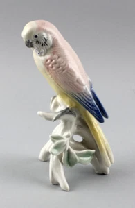 9941186 Porcelain Figurine Budgie Rosa-Hellblau-Gelb Ens H17cm - Picture 1 of 2