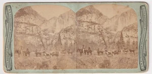 YOSEMITE VALLEY CALIFORNIA STEREOSCOPIC BY CHARLES BIERSTADT 1870 "OUR PARTY" - Picture 1 of 3